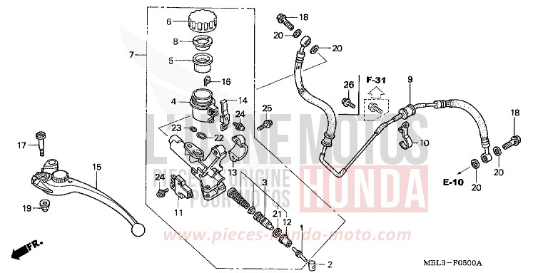 MAITRE-CYLINDRE von CBR1000RR "Fireblade" WINNING RED (R258BB) von 2004